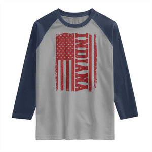 Vintage Indiana Raglan Shirt Classic Retro City USA Flag Game Day TS10 Sport Gray Navy Print Your Wear