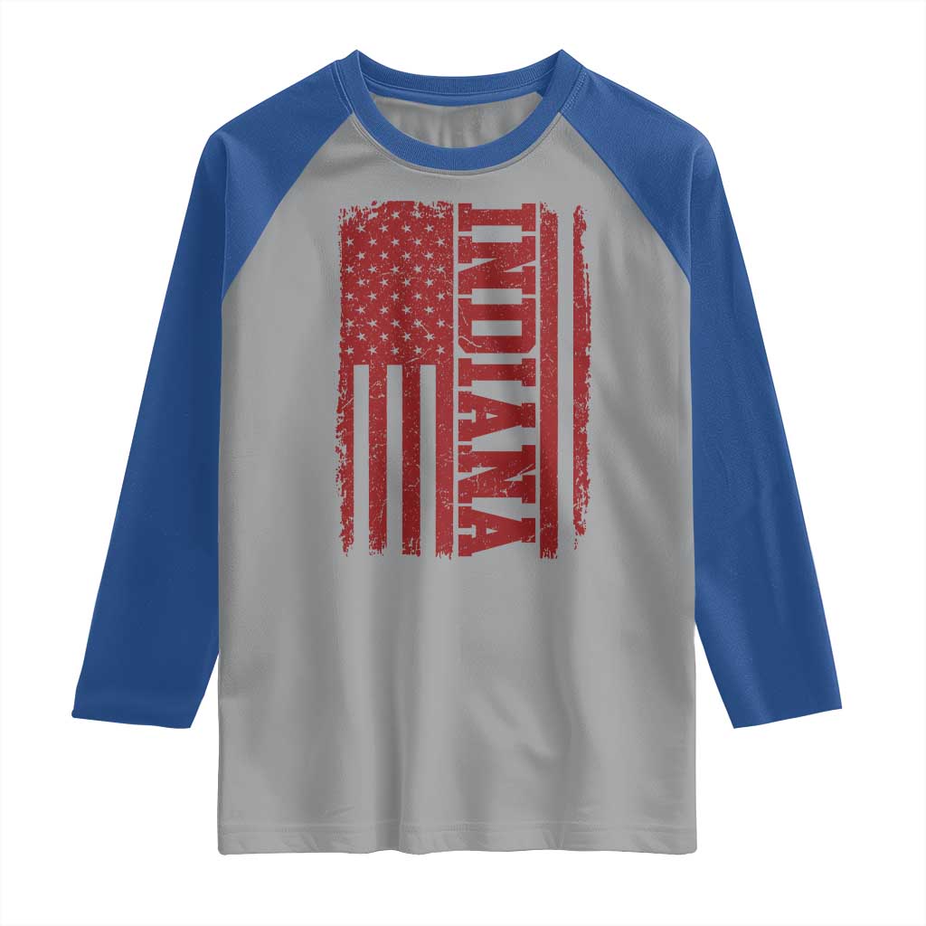 Vintage Indiana Raglan Shirt Classic Retro City USA Flag Game Day TS10 Sport Gray Royal Print Your Wear