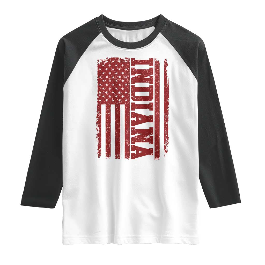 Vintage Indiana Raglan Shirt Classic Retro City USA Flag Game Day TS10 White Black Print Your Wear