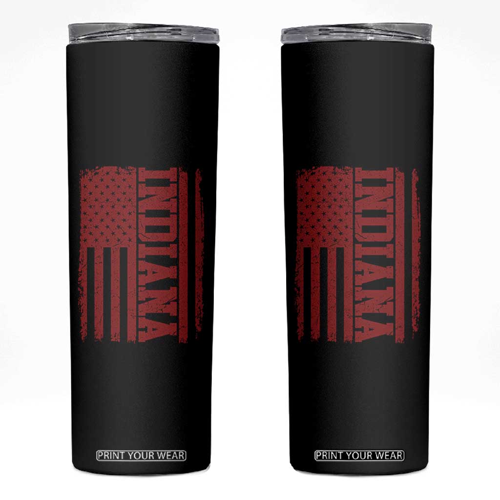 Vintage Indiana Skinny Tumbler Classic Retro City USA Flag Game Day TS10 Black Print Your Wear