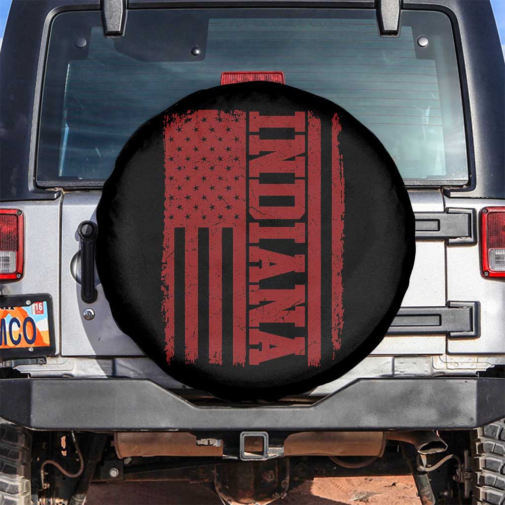 Vintage Indiana Spare Tire Cover Classic Retro City USA Flag Game Day TS10 No hole Black Print Your Wear