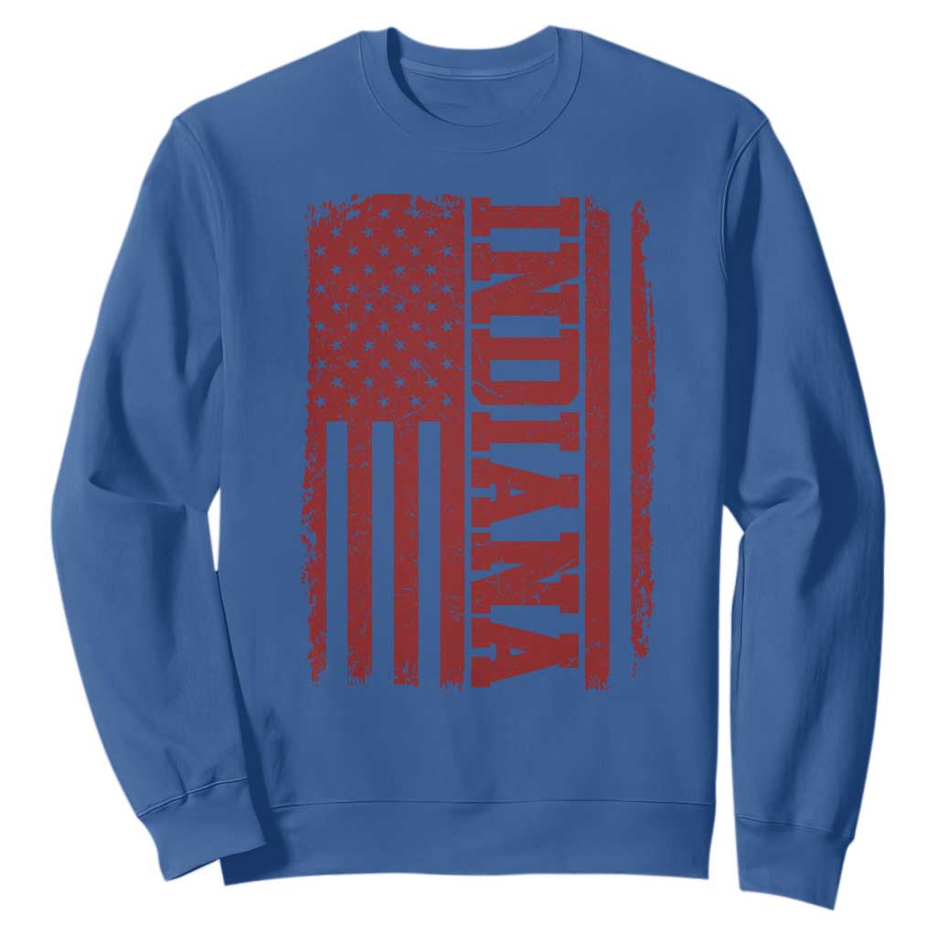 Vintage Indiana Sweatshirt Classic Retro City USA Flag Game Day TS10 Royal Blue Print Your Wear