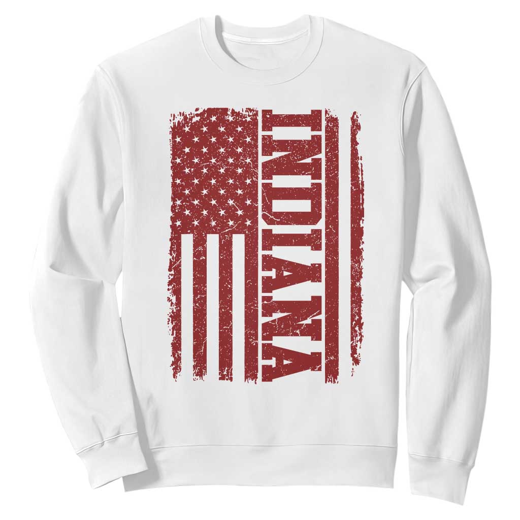 Vintage Indiana Sweatshirt Classic Retro City USA Flag Game Day TS10 White Print Your Wear