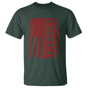 Vintage Indiana T Shirt Classic Retro City USA Flag Game Day TS10 Dark Forest Green Print Your Wear