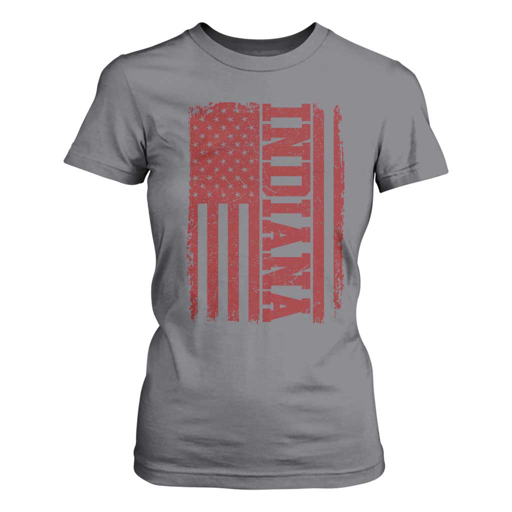 Vintage Indiana T Shirt For Women Classic Retro City USA Flag Game Day TS10 Charcoal Print Your Wear