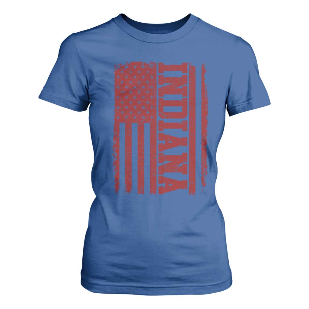 Vintage Indiana T Shirt For Women Classic Retro City USA Flag Game Day TS10 Royal Blue Print Your Wear