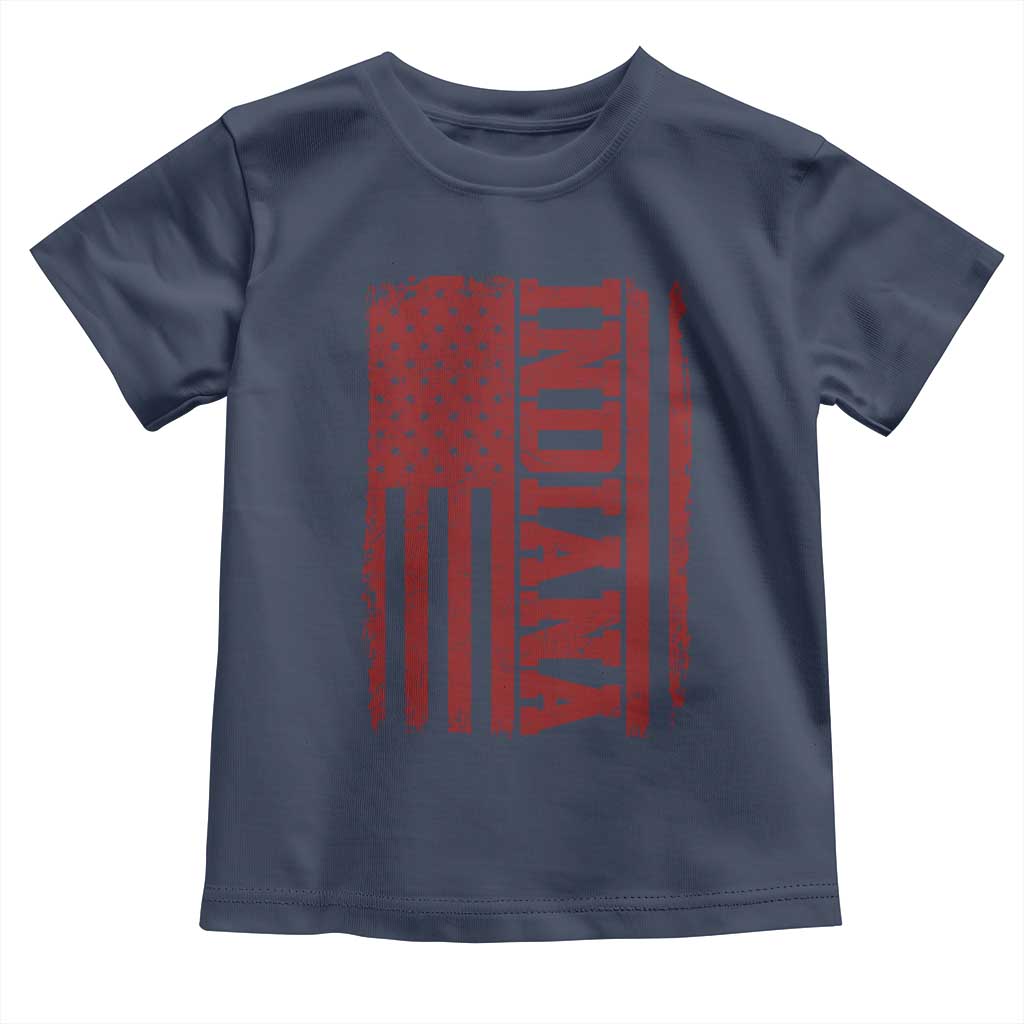 Vintage Indiana Toddler T Shirt Classic Retro City USA Flag Game Day TS10 Navy Print Your Wear