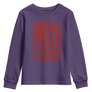 Vintage Indiana Youth Sweatshirt Classic Retro City USA Flag Game Day TS10 Purple Print Your Wear