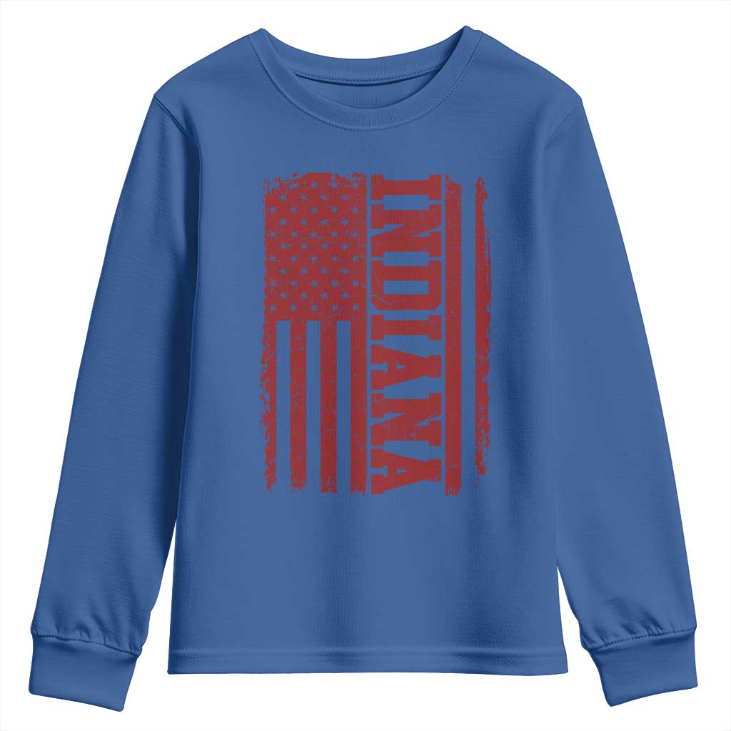 Vintage Indiana Youth Sweatshirt Classic Retro City USA Flag Game Day TS10 Royal Blue Print Your Wear