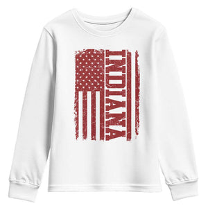 Vintage Indiana Youth Sweatshirt Classic Retro City USA Flag Game Day TS10 White Print Your Wear