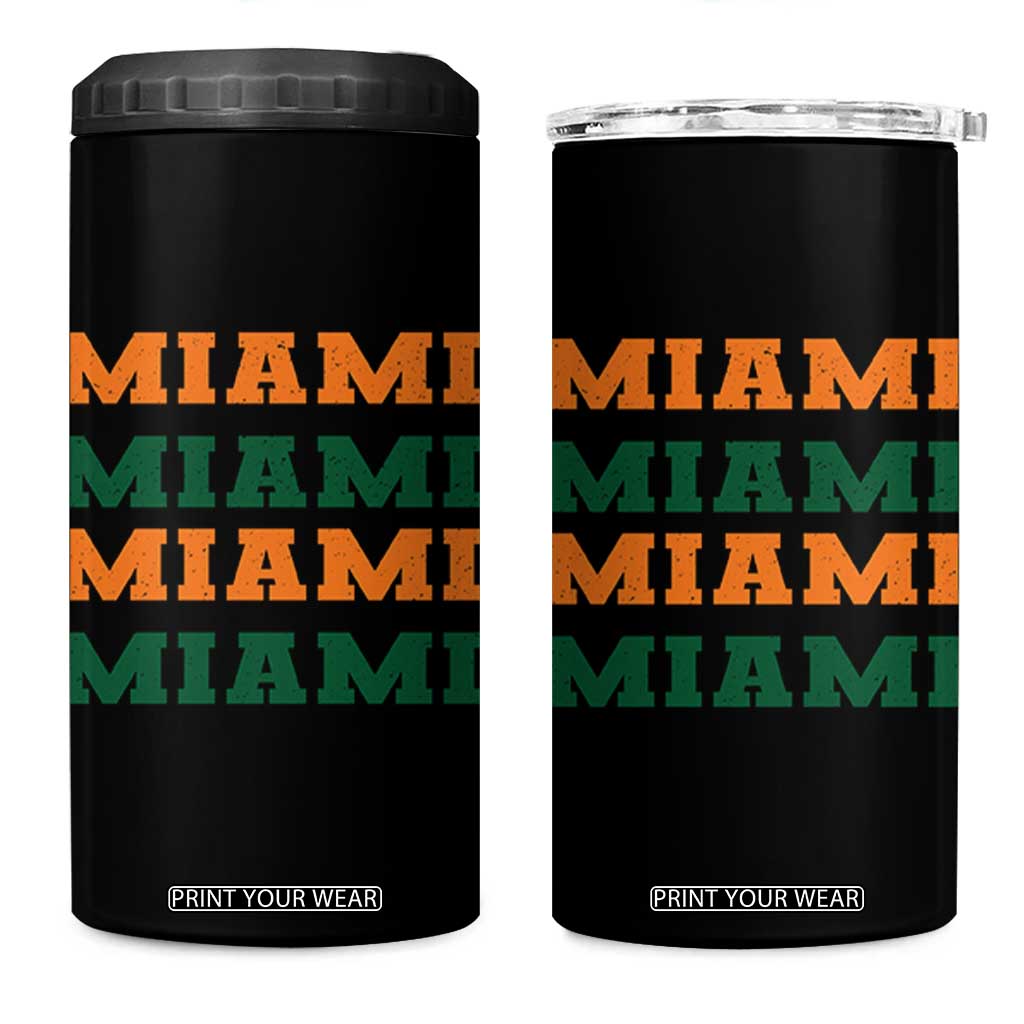 Miami 4 in 1 Can Cooler Tumbler Retro Florida FL Vintage Athletic Sports TS10 One Size: 16 oz Black Print Your Wear