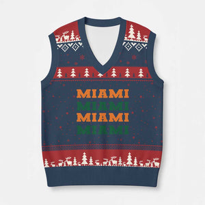 Miami V-Neck Knit Sweater Vest Retro Florida FL Vintage Athletic Sports TS10 Navy Red Print Your Wear