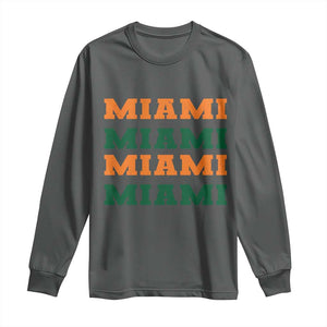 Miami Long Sleeve Shirt Retro Florida FL Vintage Athletic Sports TS10 Dark Heather Print Your Wear