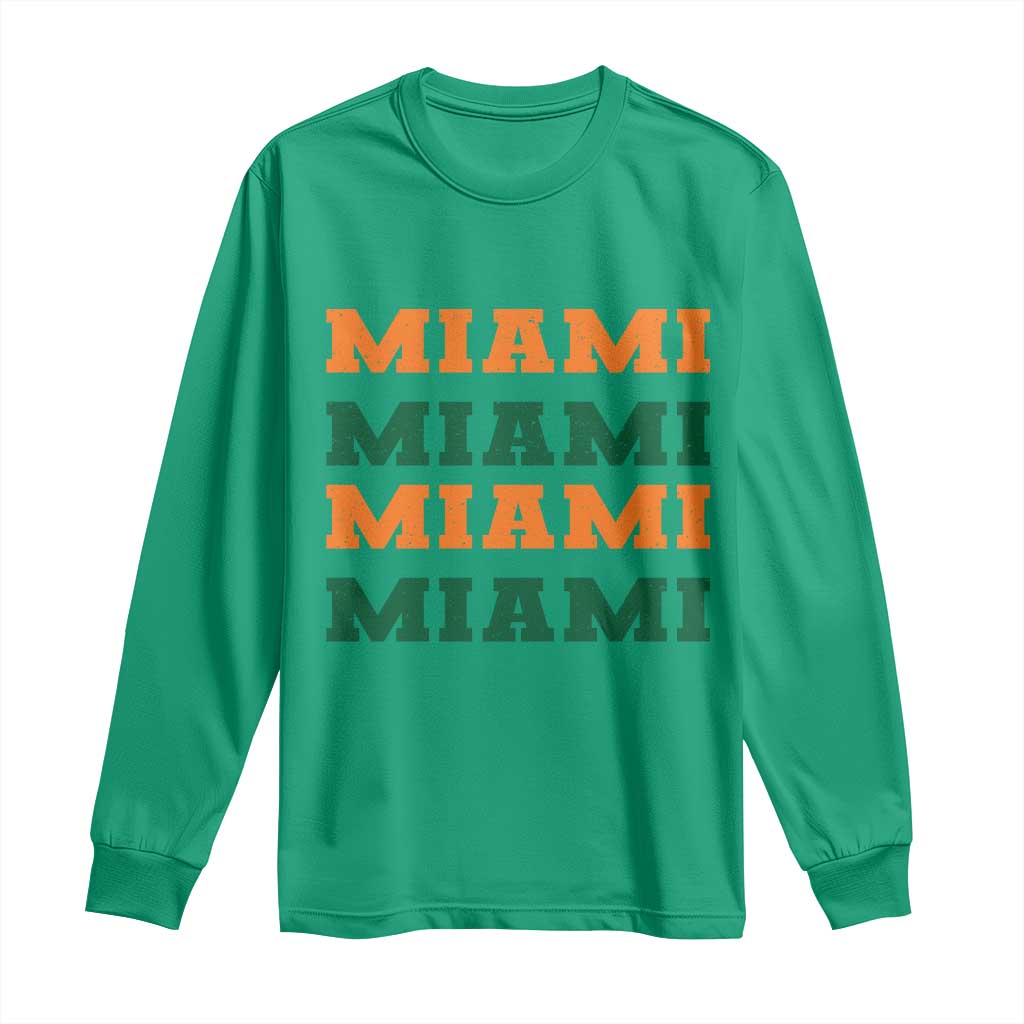 Miami Long Sleeve Shirt Retro Florida FL Vintage Athletic Sports TS10 Irish Green Print Your Wear