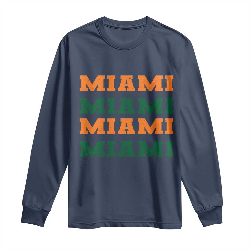 Miami Long Sleeve Shirt Retro Florida FL Vintage Athletic Sports TS10 Navy Print Your Wear