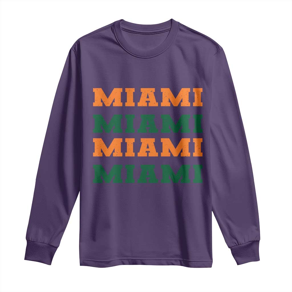 Miami Long Sleeve Shirt Retro Florida FL Vintage Athletic Sports TS10 Purple Print Your Wear