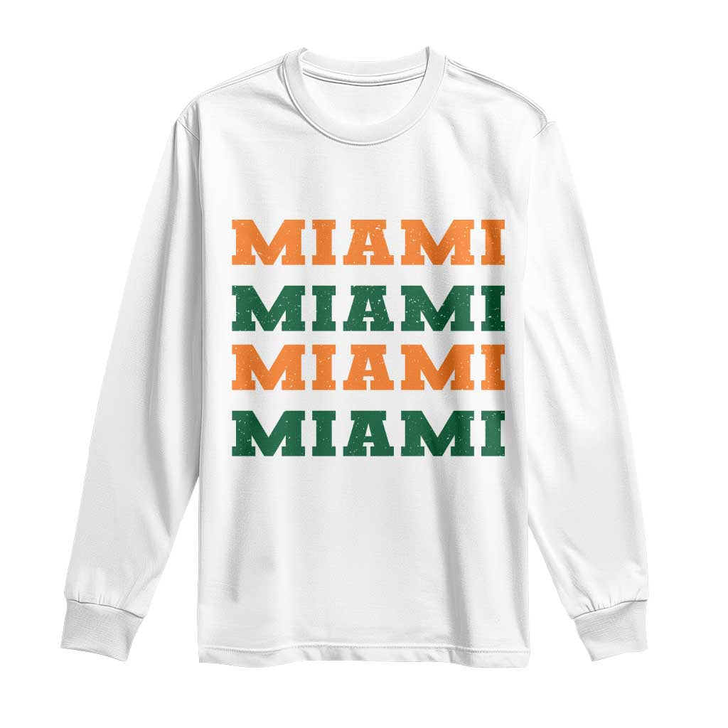 Miami Long Sleeve Shirt Retro Florida FL Vintage Athletic Sports TS10 White Print Your Wear