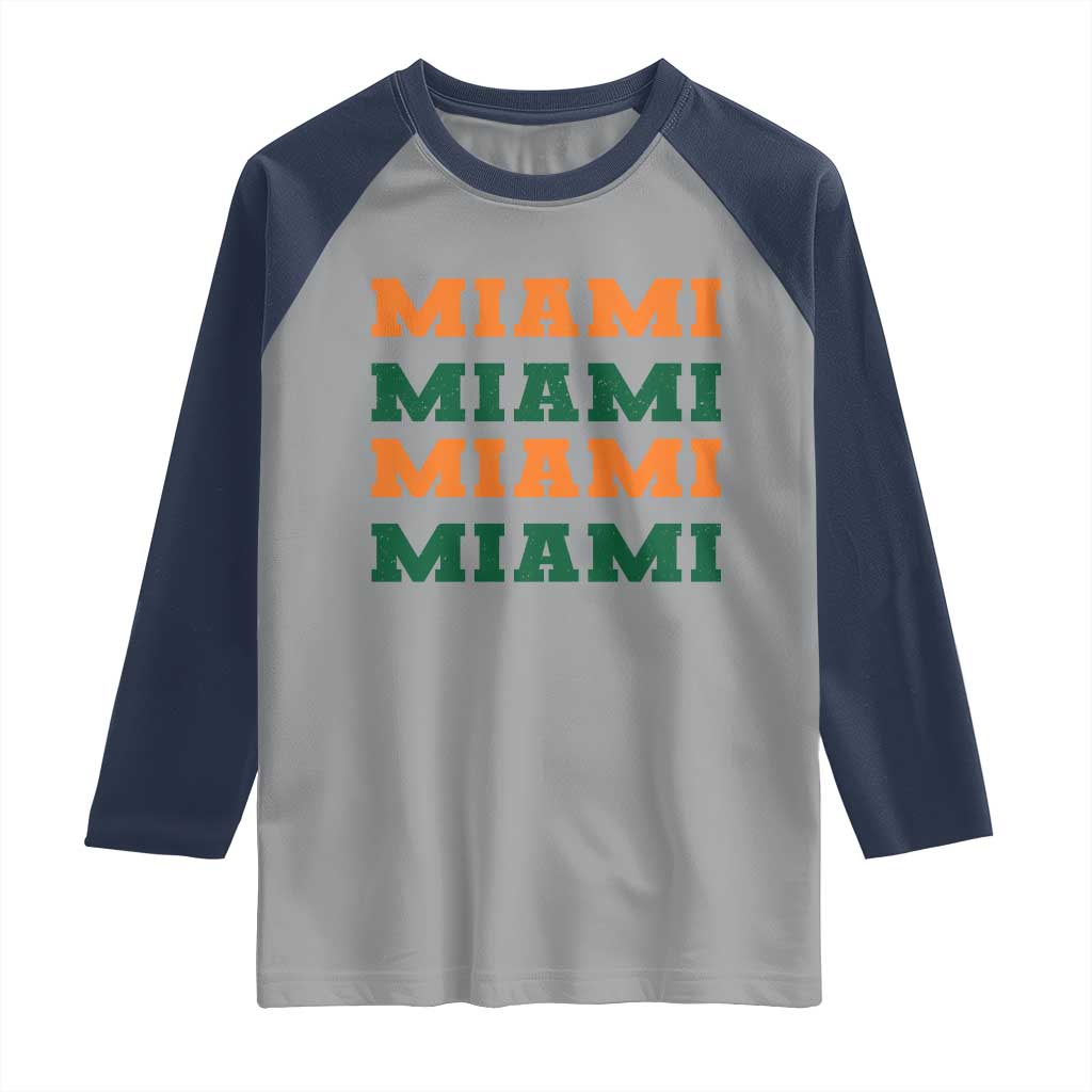 Miami Raglan Shirt Retro Florida FL Vintage Athletic Sports TS10 Sport Gray Navy Print Your Wear