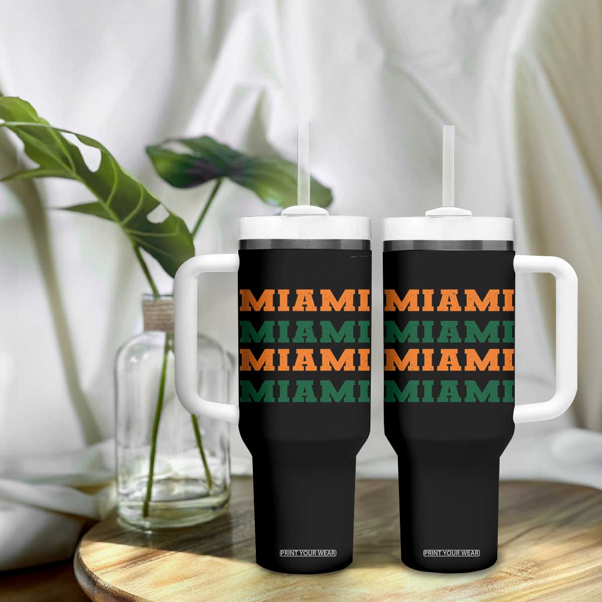 Miami Tumbler With Handle Retro Florida FL Vintage Athletic Sports TS10 Print Your Wear