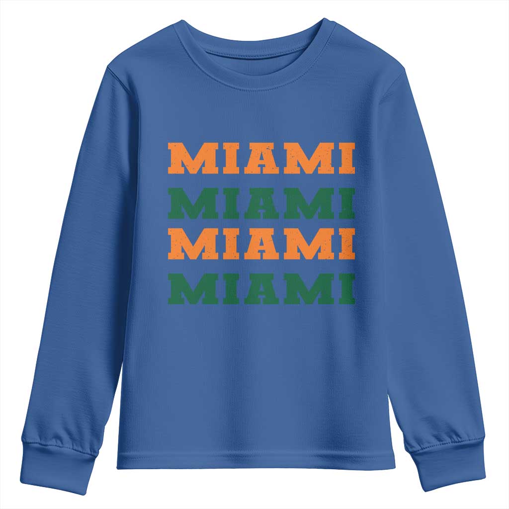 Miami Youth Sweatshirt Retro Florida FL Vintage Athletic Sports TS10 Royal Blue Print Your Wear