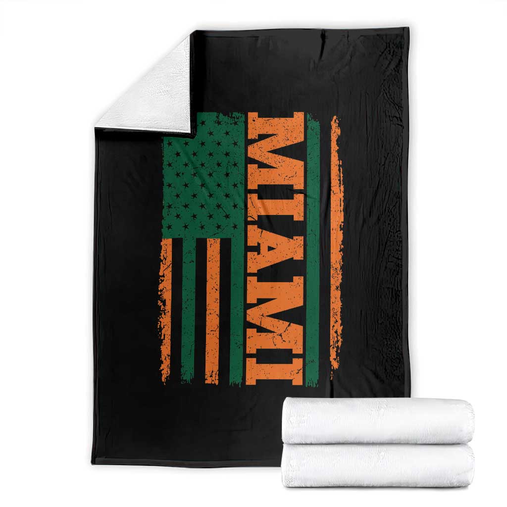 Vintage Miami Throw Blanket Classic Retro City USA Flag Game Day - Print Your Wear