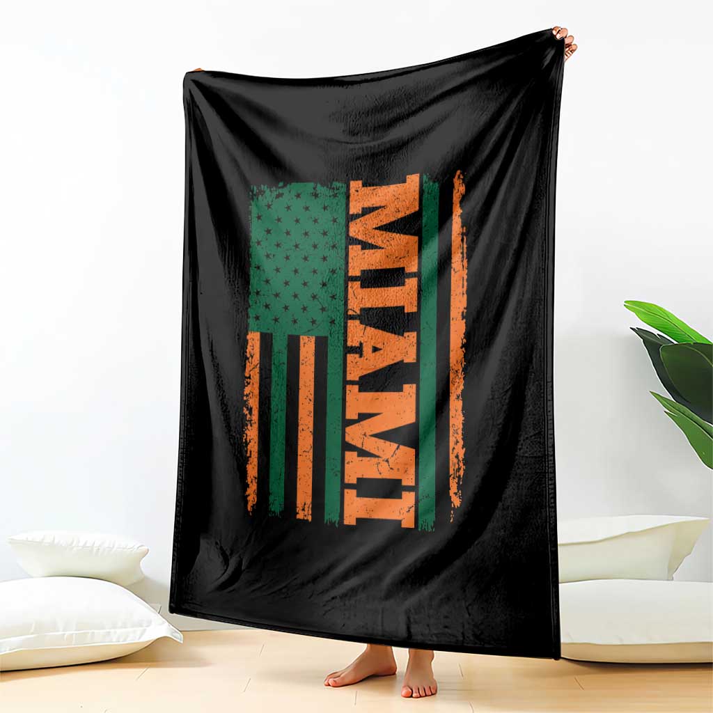 Vintage Miami Throw Blanket Classic Retro City USA Flag Game Day TS10 Print Your Wear