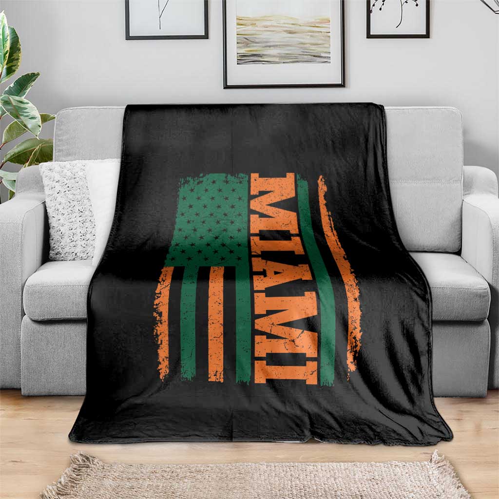Vintage Miami Throw Blanket Classic Retro City USA Flag Game Day TS10 Print Your Wear