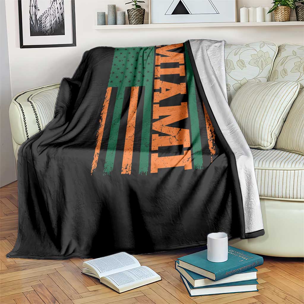 Vintage Miami Throw Blanket Classic Retro City USA Flag Game Day TS10 Print Your Wear