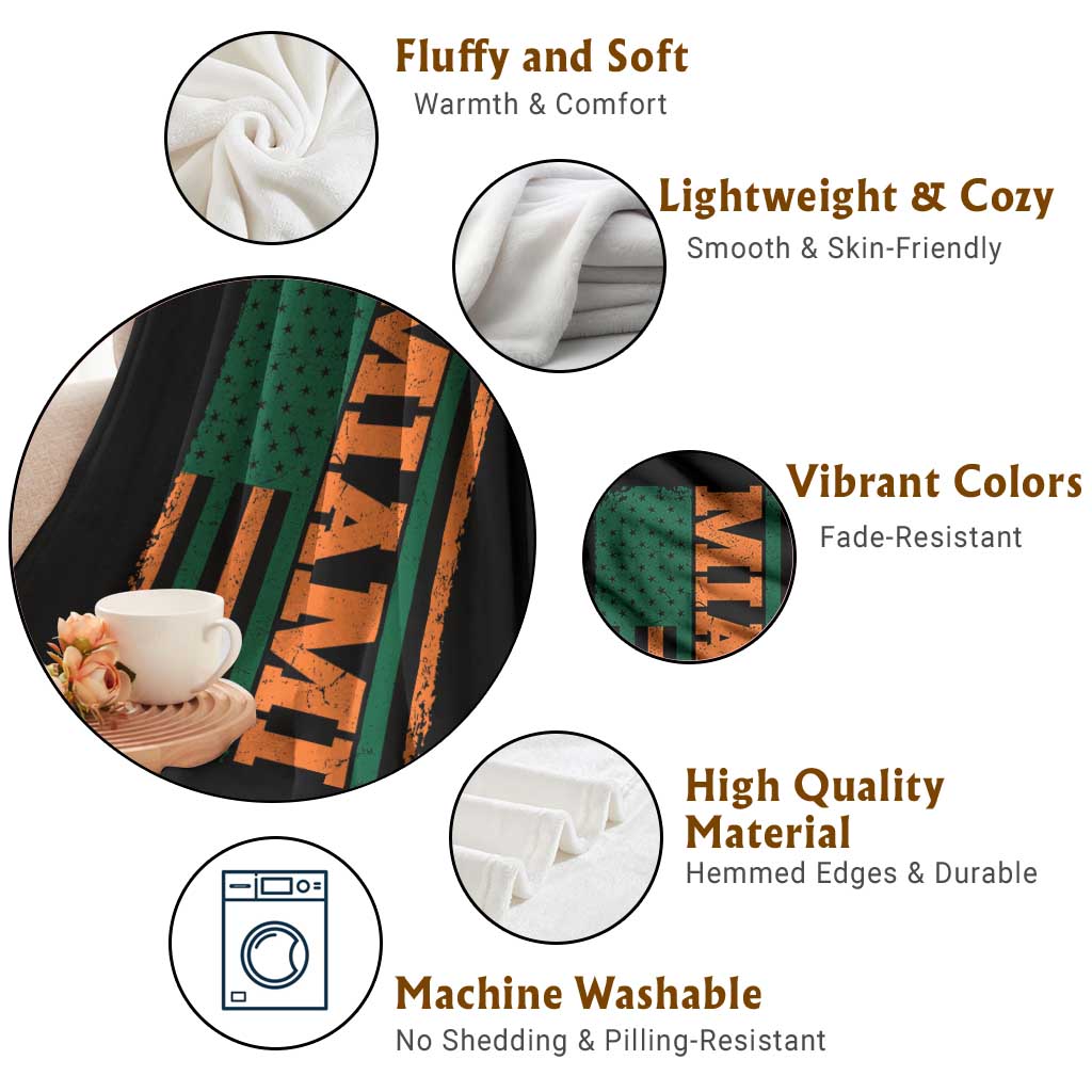 Vintage Miami Throw Blanket Classic Retro City USA Flag Game Day TS10 Print Your Wear