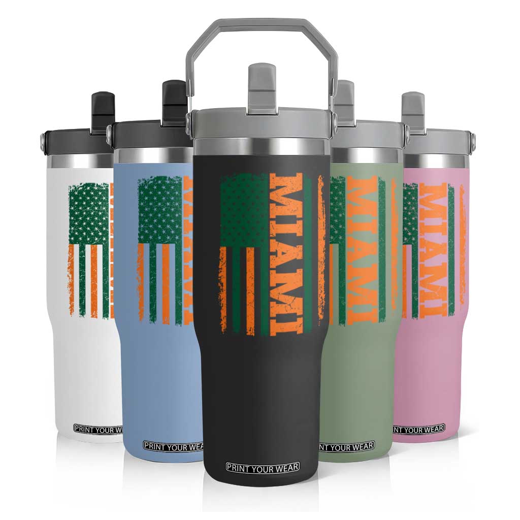 Vintage Miami Flip Straw Tumbler Classic Retro City USA Flag Game Day TS10 Print Your Wear