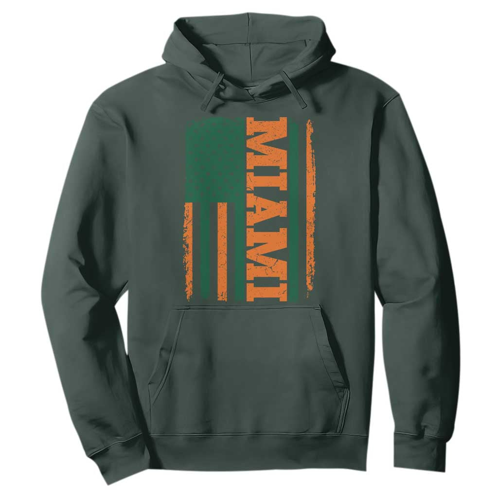 Vintage Miami Hoodie Classic Retro City USA Flag Game Day TS10 Dark Forest Green Print Your Wear