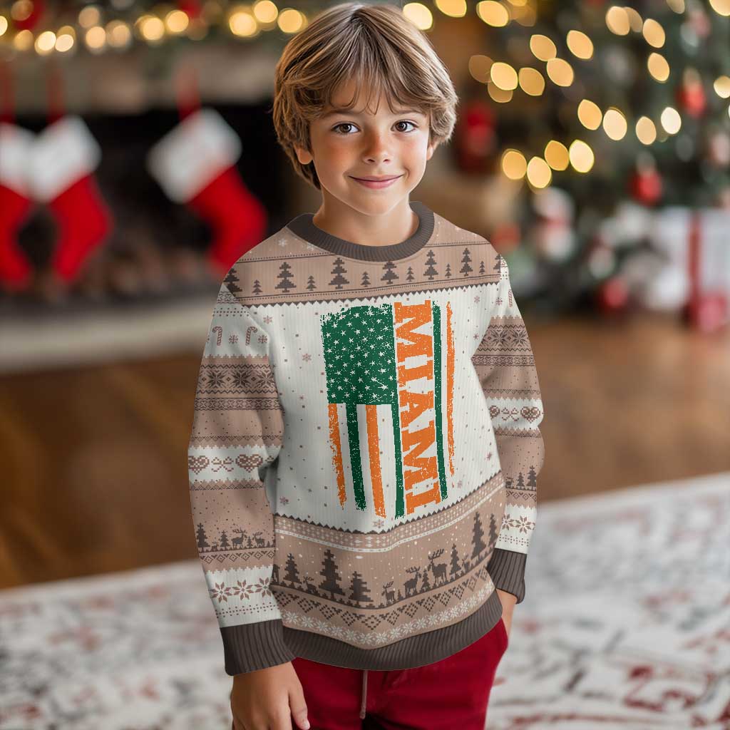 Vintage Miami Ugly Christmas Sweater Classic Retro City USA Flag Game Day TS10 Mocha Mousse Print Your Wear