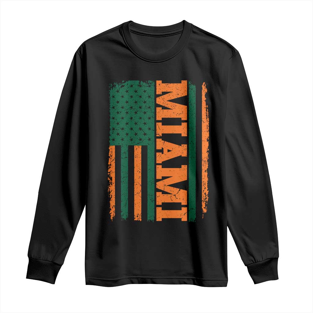 Vintage Miami Long Sleeve Shirt Classic Retro City USA Flag Game Day TS10 Black Print Your Wear