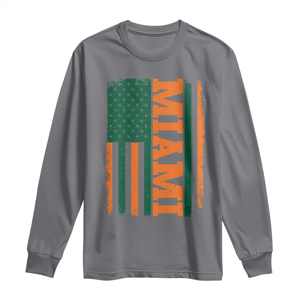 Vintage Miami Long Sleeve Shirt Classic Retro City USA Flag Game Day TS10 Charcoal Print Your Wear