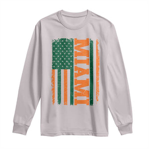 Vintage Miami Long Sleeve Shirt Classic Retro City USA Flag Game Day TS10 Ice Gray Print Your Wear