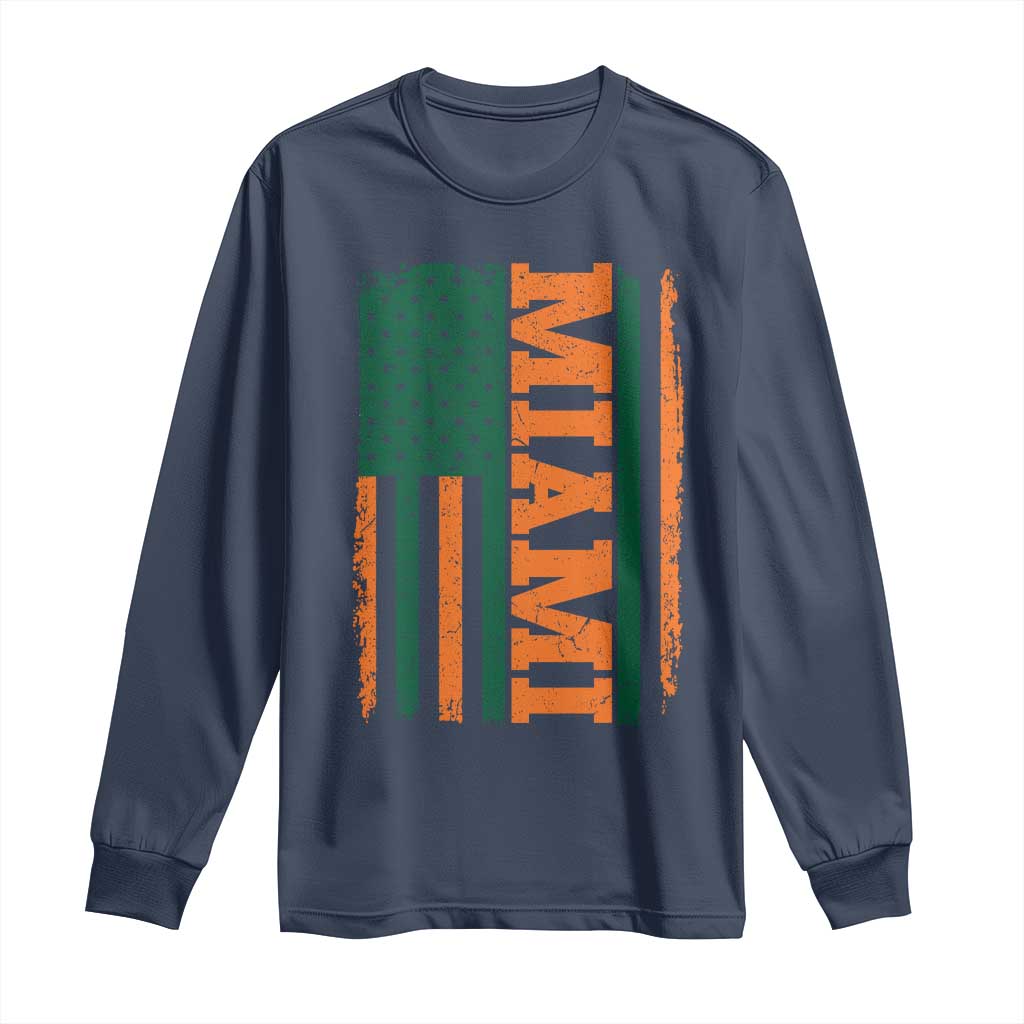 Vintage Miami Long Sleeve Shirt Classic Retro City USA Flag Game Day TS10 Navy Print Your Wear