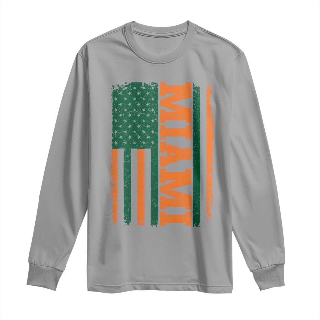 Vintage Miami Long Sleeve Shirt Classic Retro City USA Flag Game Day TS10 Sport Gray Print Your Wear