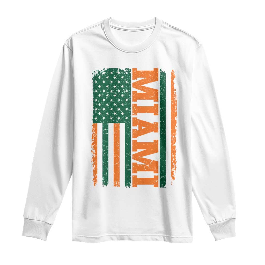 Vintage Miami Long Sleeve Shirt Classic Retro City USA Flag Game Day TS10 White Print Your Wear