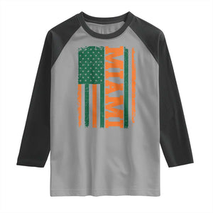 Vintage Miami Raglan Shirt Classic Retro City USA Flag Game Day TS10 Sport Gray Black Print Your Wear