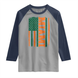 Vintage Miami Raglan Shirt Classic Retro City USA Flag Game Day TS10 Sport Gray Navy Print Your Wear