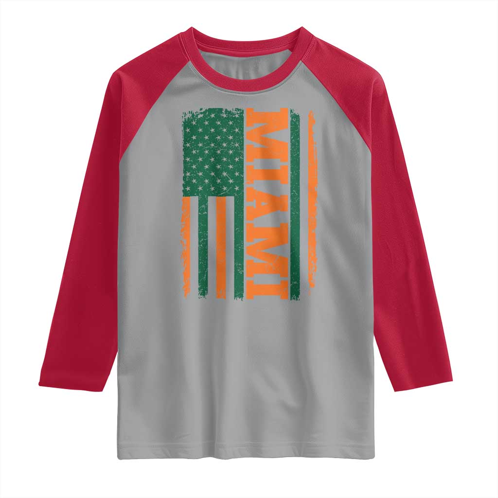 Vintage Miami Raglan Shirt Classic Retro City USA Flag Game Day TS10 Sport Gray Red Print Your Wear