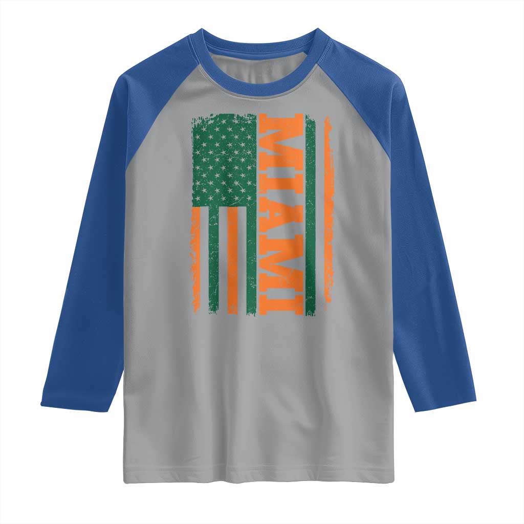 Vintage Miami Raglan Shirt Classic Retro City USA Flag Game Day TS10 Sport Gray Royal Print Your Wear