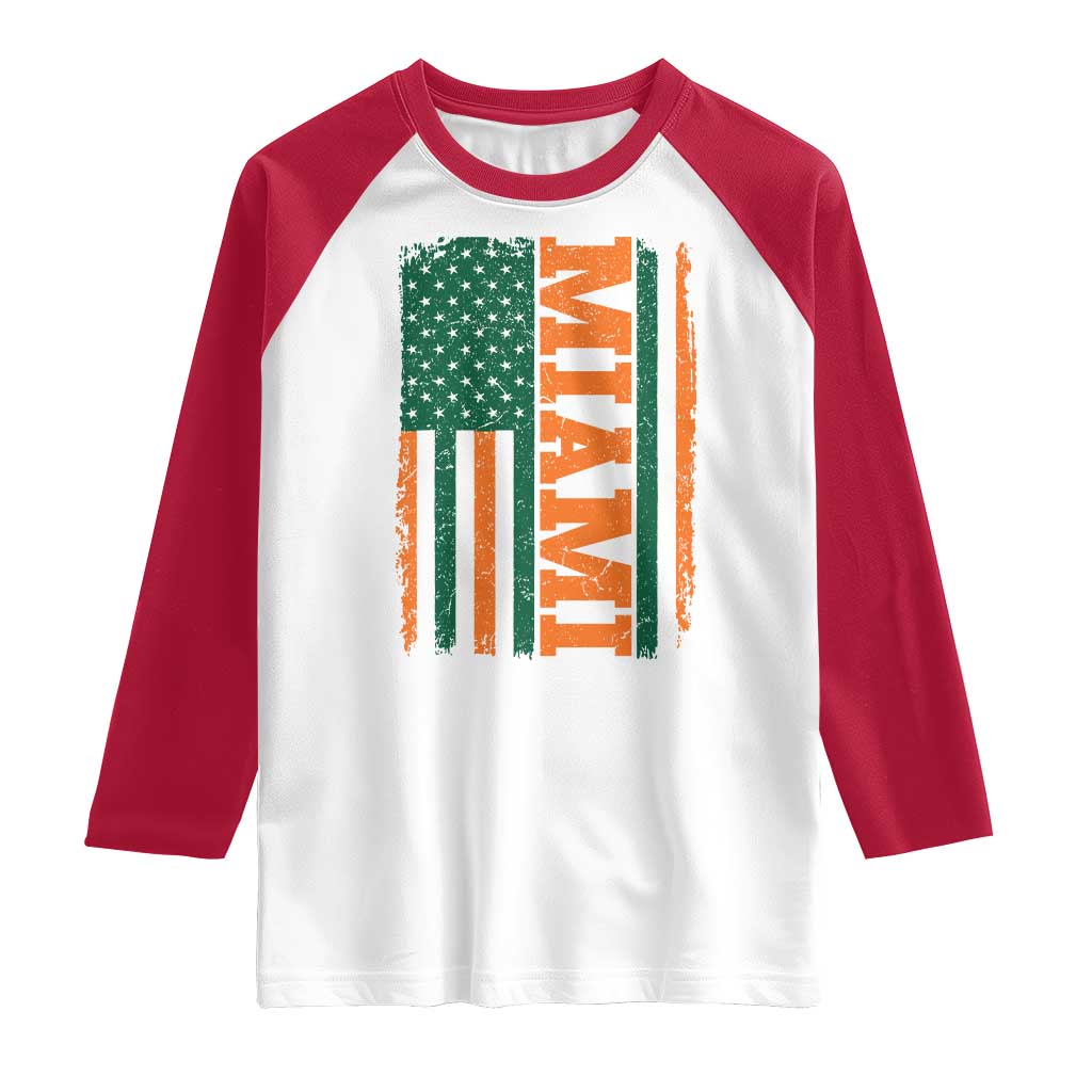 Vintage Miami Raglan Shirt Classic Retro City USA Flag Game Day TS10 White Red Print Your Wear