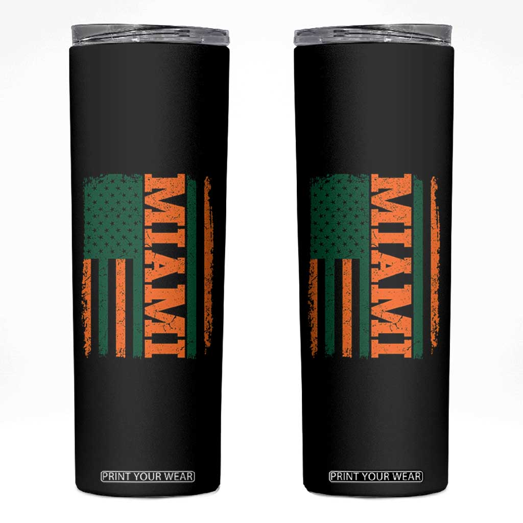 Vintage Miami Skinny Tumbler Classic Retro City USA Flag Game Day TS10 Black Print Your Wear
