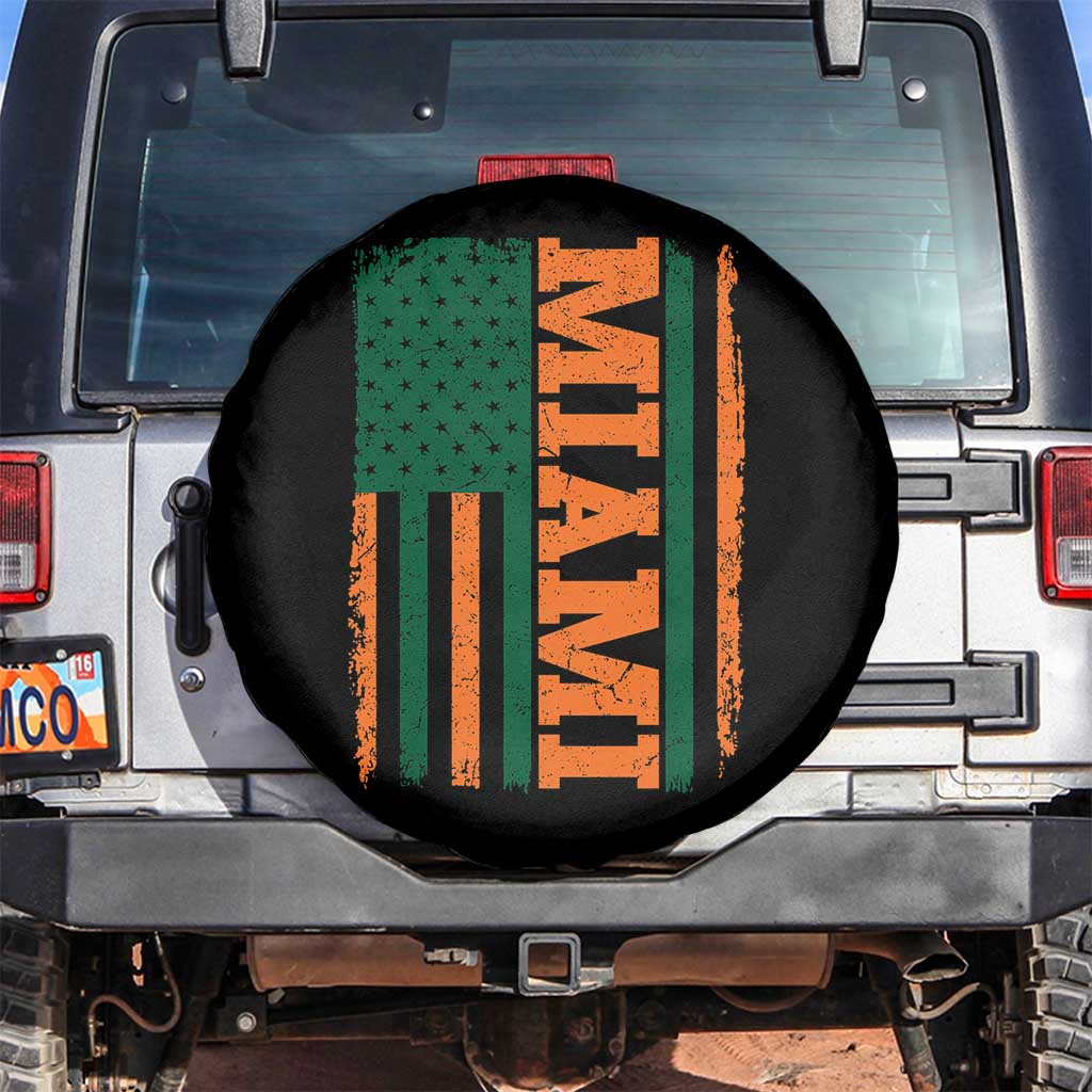 Vintage Miami Spare Tire Cover Classic Retro City USA Flag Game Day TS10 No hole Black Print Your Wear