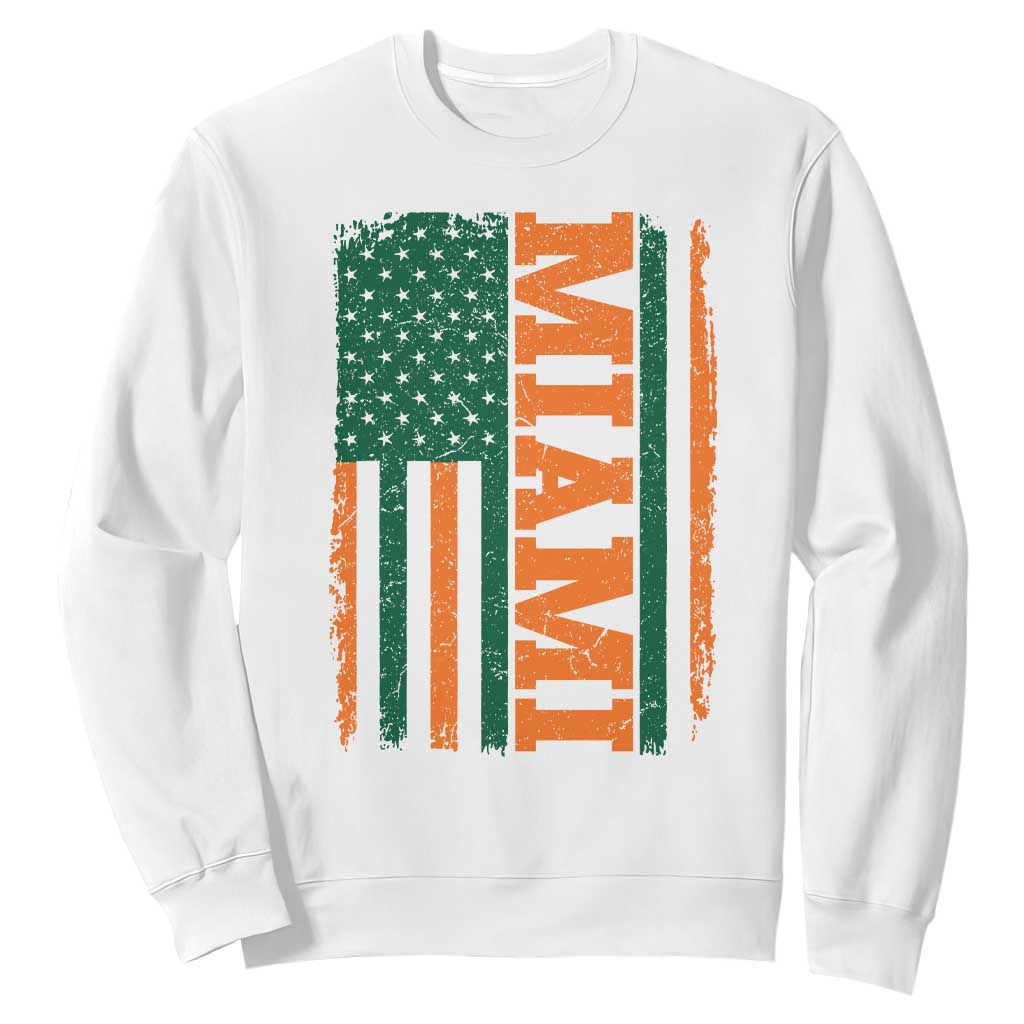 Vintage Miami Sweatshirt Classic Retro City USA Flag Game Day TS10 White Print Your Wear