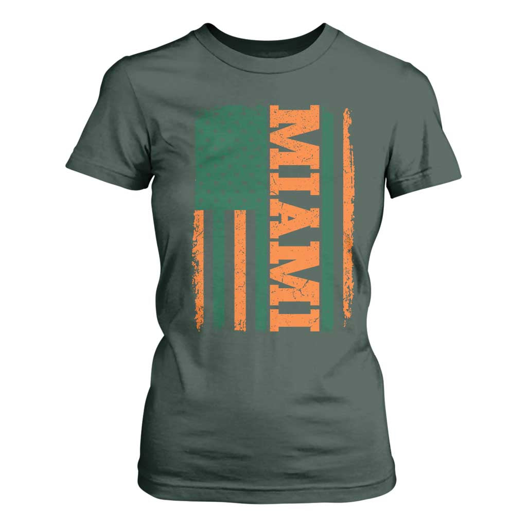 Vintage Miami T Shirt For Women Classic Retro City USA Flag Game Day - Print Your Wear