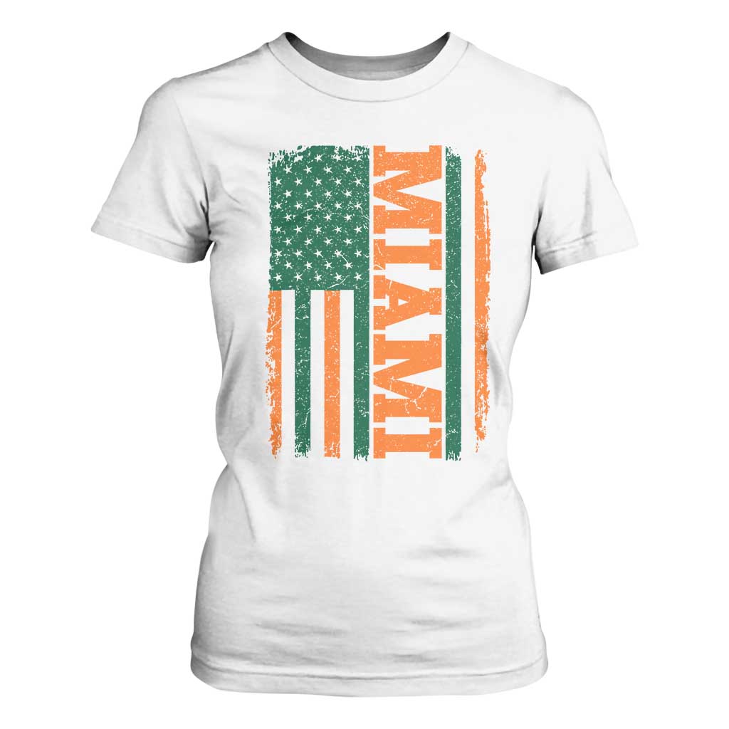 Vintage Miami T Shirt For Women Classic Retro City USA Flag Game Day TS10 White Print Your Wear