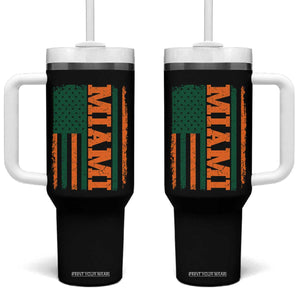 Vintage Miami Tumbler With Handle Classic Retro City USA Flag Game Day TS10 One Size: 40 oz Black Print Your Wear