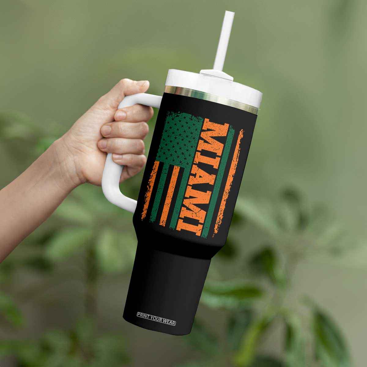 Vintage Miami Tumbler With Handle Classic Retro City USA Flag Game Day TS10 Print Your Wear